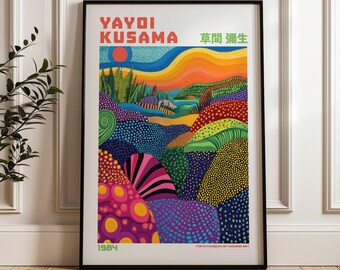 草間彌生プリント、モダンアートプリント、草間彌生展ポスター