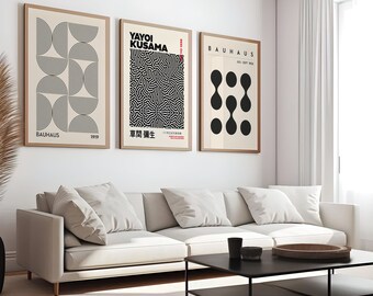 Set of 3 Prints, Poster Set, Gallery Wall Art Set, Yayoi Kusama