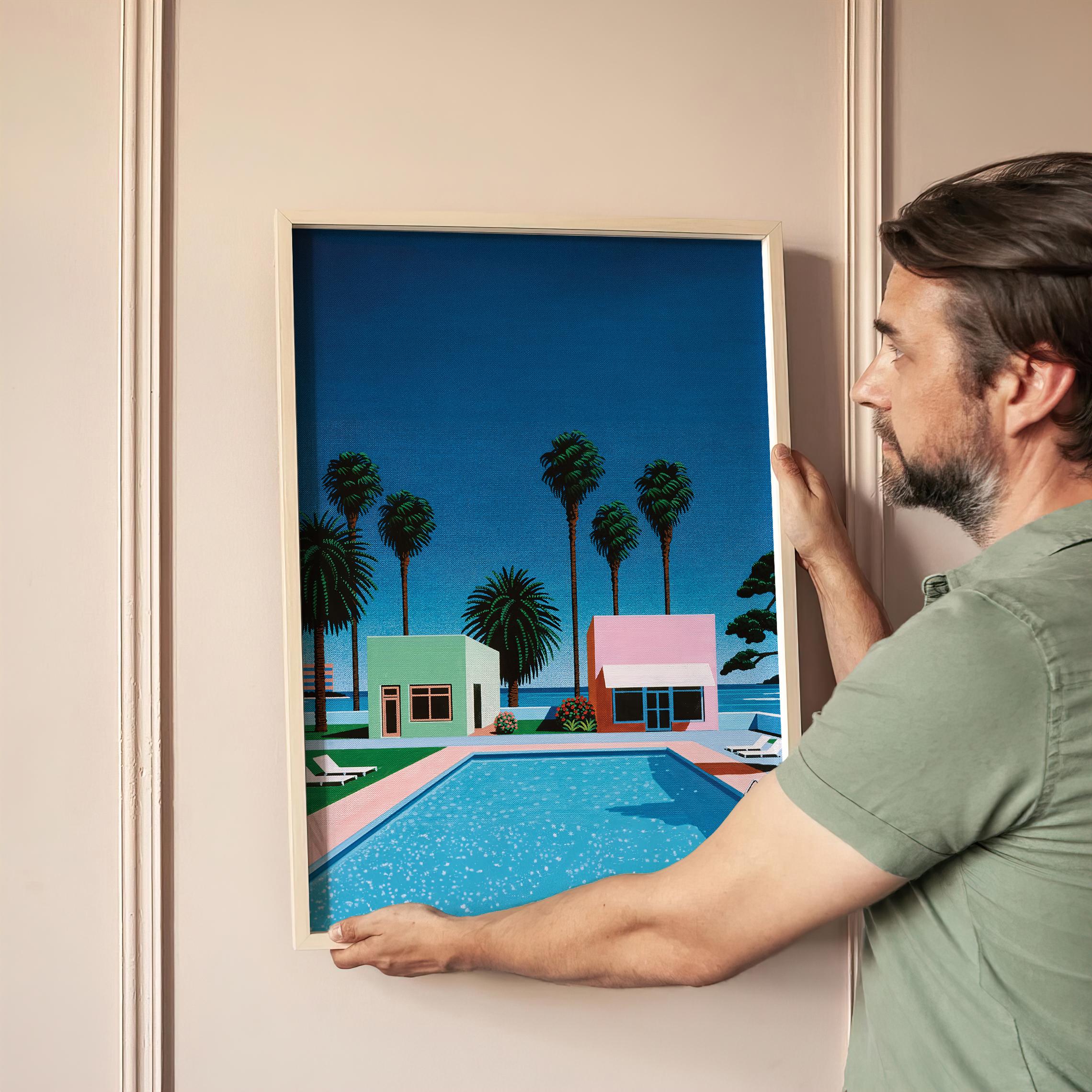 Swimming Pool, Hiroshi Nagai Wall Art Print, Japanese City Pop