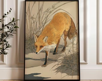 日本の浮世絵アートプリントポスター木版画ウォールアート古村正村狐狐