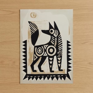 Traditional Mexican Dog Poster - Traditional Folk Art Print on Matte Paper Art Print (Unframed)