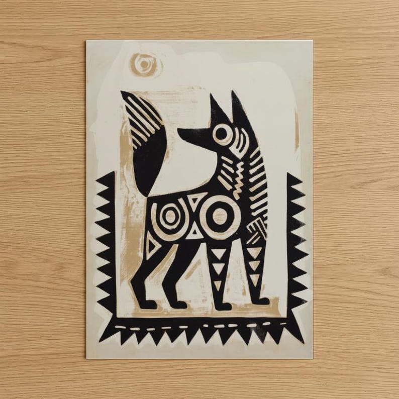 Traditional Mexican Dog Poster - Traditional Folk Art Print on Matte Paper Art Print (Unframed)