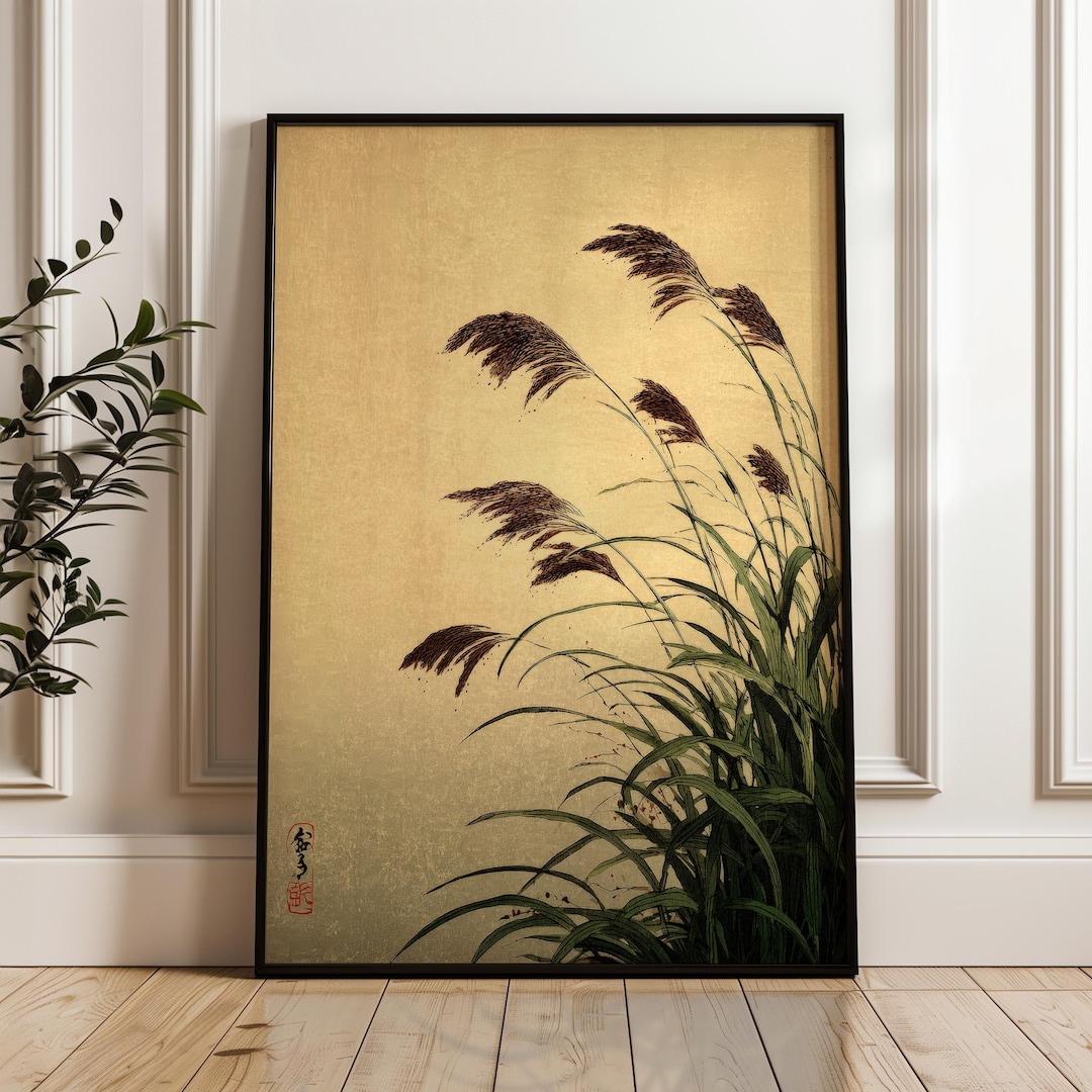 Reed Plants, Traditional Japanese Wall Art Print, Ink Wash Poster - Etsy
