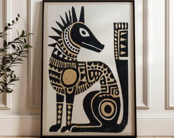 Traditionele Mexicaanse dierenposter - abstracte sierlijke volkskunstdruk op mat papier