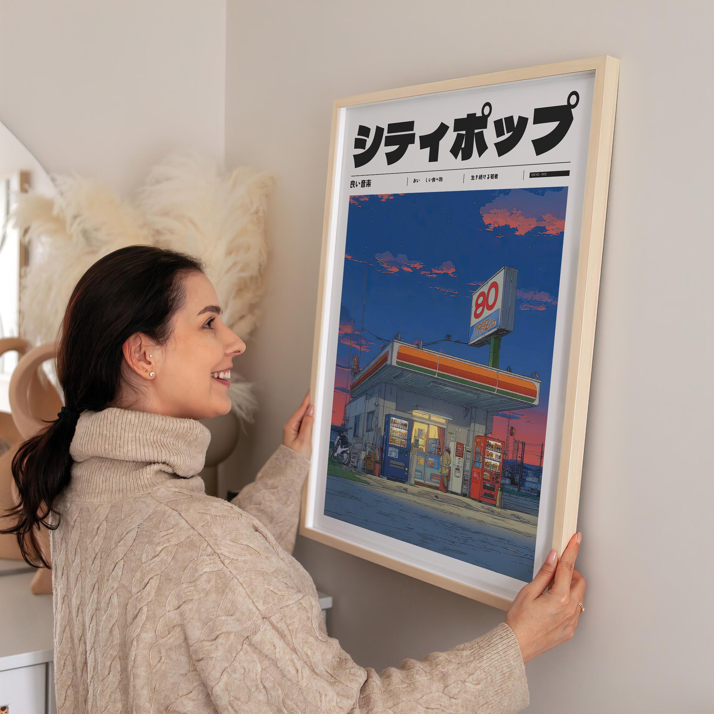 Retro Japanese Y2K Poster, Aesthetic 90s Vaporwave Print, Vintage