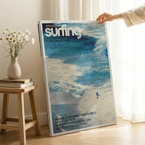Surfer On Ocean Wave, Vintage Surf Poster, Coastal Wall Art Print image 8