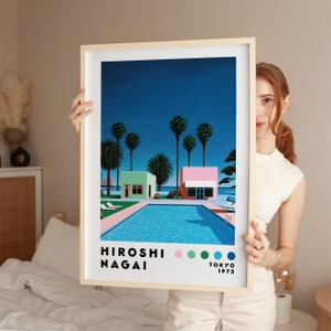 Impresión de arte Hiroshi Nagai, cartel de arte japonés, impresión de ondas de vapor, decoración del hogar, pop de la ciudad japonesa, impresión de arte moderno, cartel minimalista