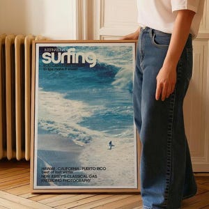 Surfer On Ocean Wave, Vintage Surf Poster, Coastal Wall Art Print image 13