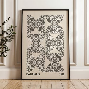 Bauhaus Geometrisches Poster Drucken, schwarzes zeitgenössisches Plakat, abstrakte Wandkunst, lineares Design, Bauahus abstraktes Plakat, minimalistisches Dekor