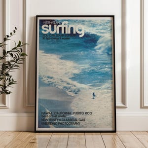 Surfer na fali oceanicznej, plakat vintage z surfingiem, wydruk ścienny z motywem nadmorskim