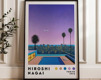 Hiroshi Nagai Art Poster, Minimalist Poster, Japanese City Pop, Japanese Art Print, Home Decor, Vaporwave Print, Modern Art Print