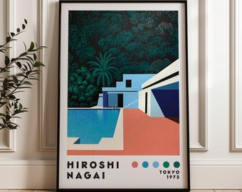 Póster de Hiroshi Nagai, pop urbano japonés, póster minimalista, impresión de arte japonés, impresión de vaporwave, impresión de arte moderno, decoración del hogar