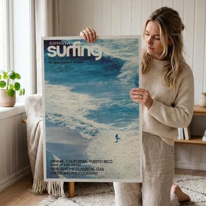 Surfer On Ocean Wave, Vintage Surf Poster, Coastal Wall Art Print image 16