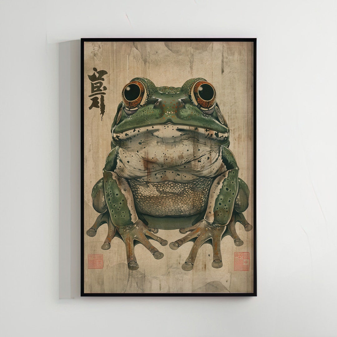 Toad, Japanese Art Print, Frog Art, Wall Decor, Japanese Poster