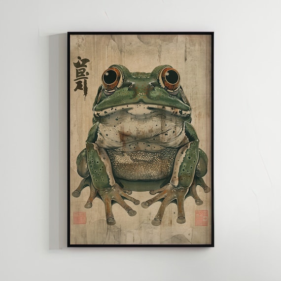Toad, Japanese Art Print, Frog Art, Wall Decor, Japanese Poster