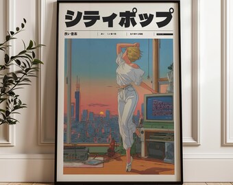 Aesthetic 90s Vaporwave Print, Retro Japanese Y2K Poster, Retro Anime Wall Decor, Indie Room Decor, Vintage Style Manifest Art