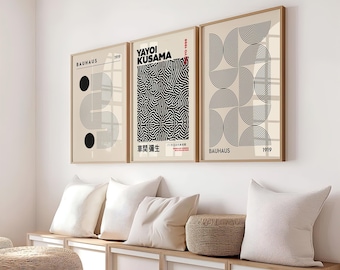 Set of 3 Prints, Poster Set, Gallery Wall Art Set, Yayoi Kusama