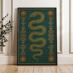 Lámina decorativa de serpiente para pared, póster decorativo, ilustración geométrica de serpiente.