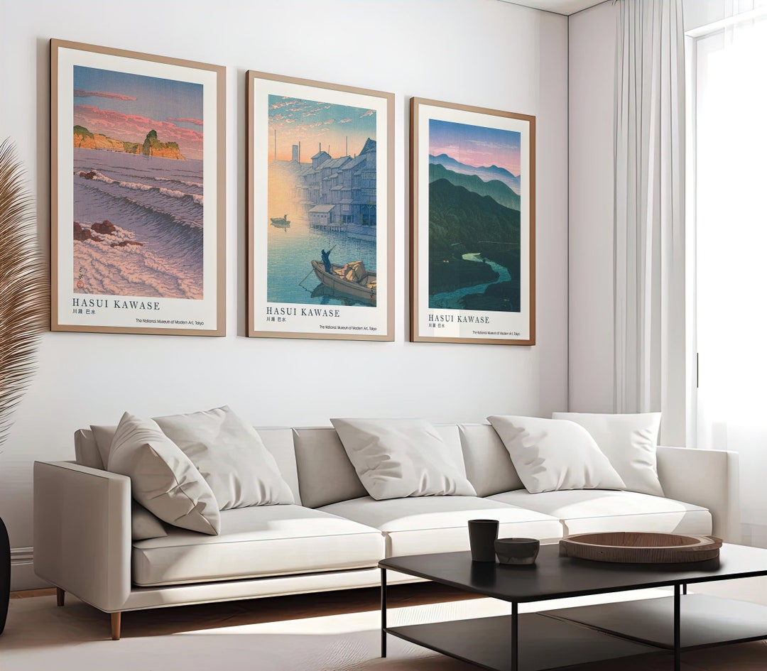Set of 3 Prints, Poster Set, Gallery Wall Art Set,hasui Kawase Art