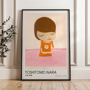 Girl Holding Flower, Yoshitomo Nara Wall Art Print, Contemporary Poster