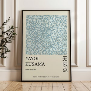Yayoi Kusama Art Print, Exhibition Poster, Japanese Art, Texture, Home Decor, Beige, Blue, Japandi Decor, Modern Art, Modern Design