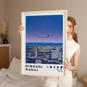 Impresión de arte Hiroshi Nagai, cartel de arte japonés, impresión de ondas de vapor, decoración del hogar, pop de la ciudad japonesa, impresión de arte moderno, cartel minimalista