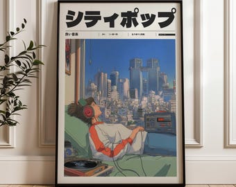 Aesthetic 90s Vaporwave Print, Vintage Style Manifest Art, Retro Anime Wall Decor, Retro Japanese Y2K Poster, Indie Room Decor
