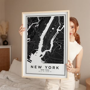 New York Map Poster, NYC Map, Line Art Map Poster, City Map Print, Black Poster, Line Art Map Print, New York Wall Art, Minimalist Map