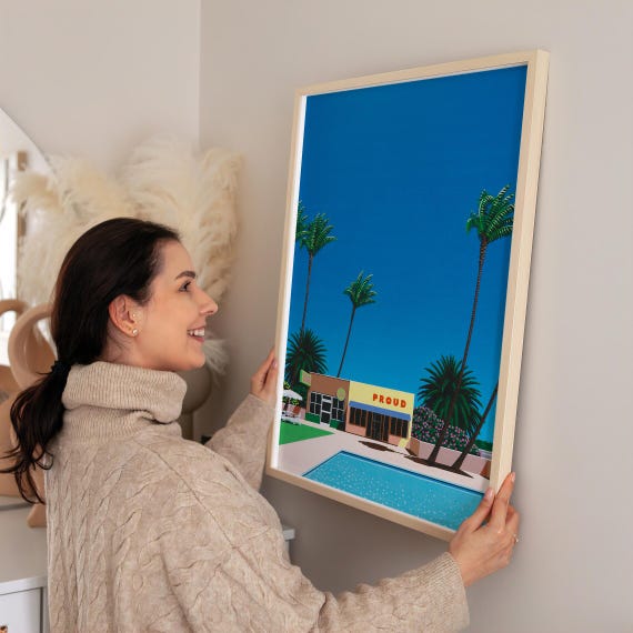 Poolside Scene, Hiroshi Nagai Wall Art Print, Japanese City Pop