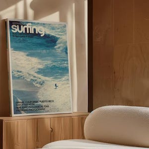 Surfer On Ocean Wave, Vintage Surf Poster, Coastal Wall Art Print image 9