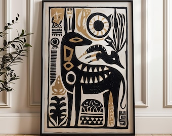 Traditional Mexican Deer Poster - Folk Art Print on Matte Paper