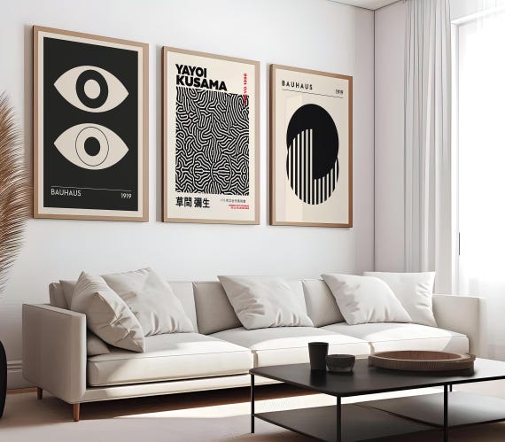 Set of 3 Prints, Poster Set, Gallery Wall Art Set, Yayoi Kusama