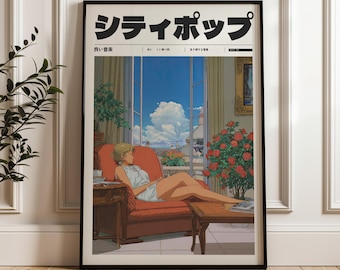 Retro Japanese Y2K Poster, Indie Room Decor, Aesthetic 90s Vaporwave Print, Retro Anime Wall Decor, Vintage Style Manifest Art