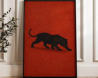 Tiger, Minimalist Wall Art Print, Contemporary Fine Poster