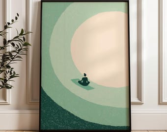 Meditation Yoga, Minimalist Wall Art Print, Modern Zen Poster