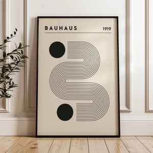 Bauhaus Geometric Poster Print, Black Contemporary Poster, Abstract Wall Art, Linear Design, Bauahus Abstract Poster, Minimalist Decor