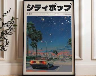 Retro Anime Wall Decor, Aesthetic 90s Vaporwave Print, Retro Japanese Y2K Poster, Indie Room Decor, Vintage Style Manifest Art