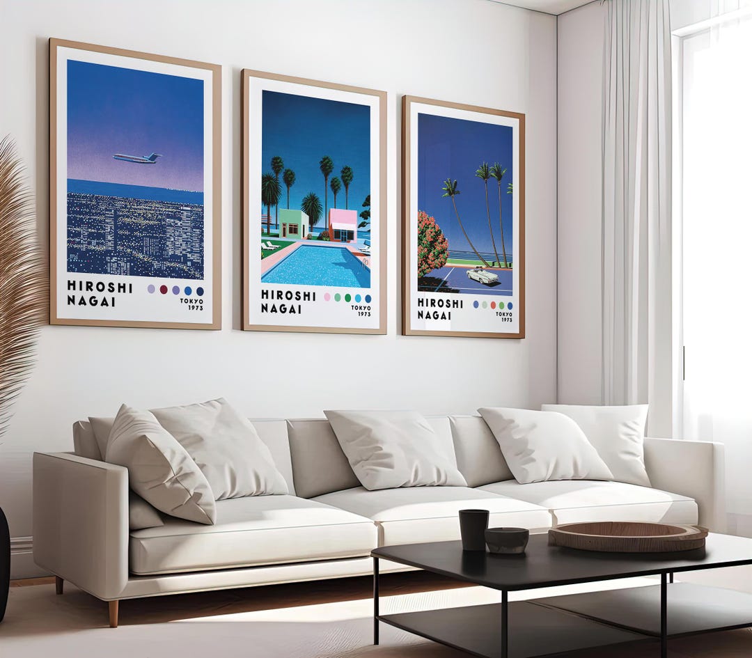 Set of 3 Prints, Poster Set, Gallery Wall Art Set,hiroshi Nagai Art ...