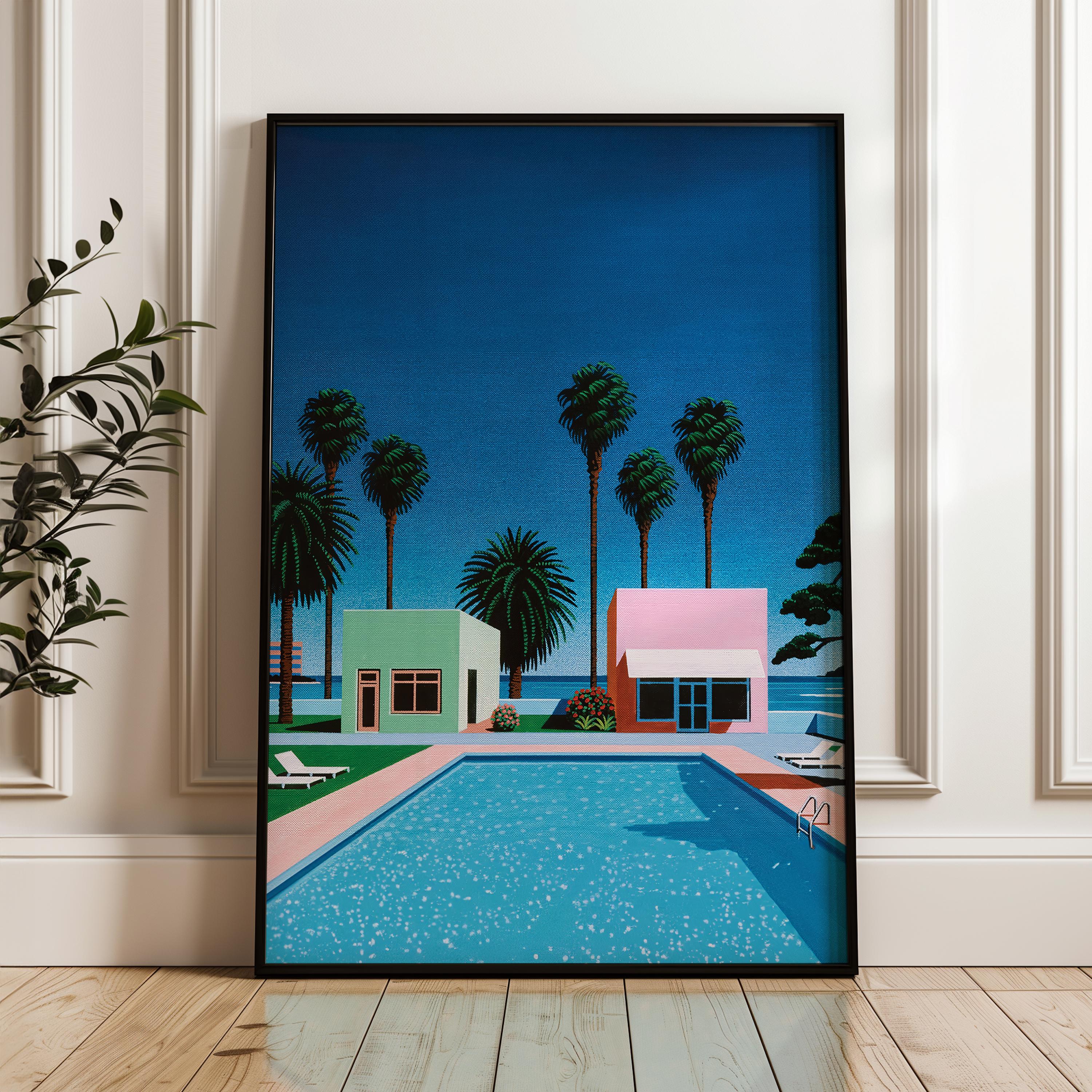Swimming Pool, Hiroshi Nagai Wall Art Print, Japanese City Pop