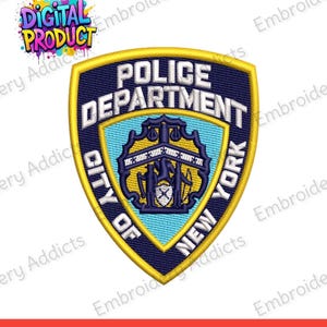 NYPD Police Patch Uniform Badge New York Department Digital Embroidery Design