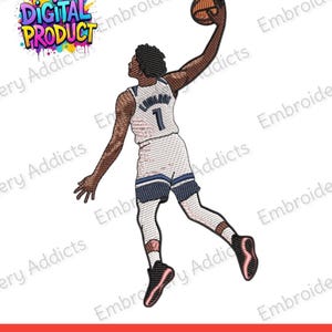 Basketball Player Anthony AntMan Edwards Dunk NBA Minnesota Timberwolves Digital Embroidery Design