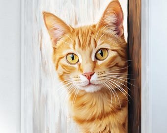 Ginger Tabby Cat Oil Painting: Vintage Feline Portrait (Digital Download)