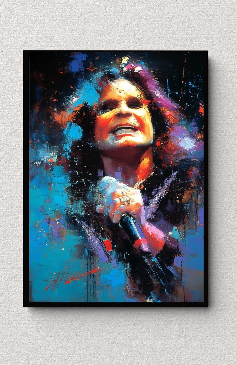 Ozzy Osbourne Inspired Portrait Painting Rock Legend Wall Art Heavy ...