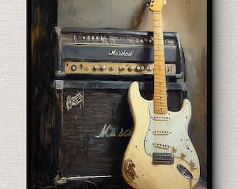 Vintage Electric Guitar Number 2 Oil Painting Digital Download