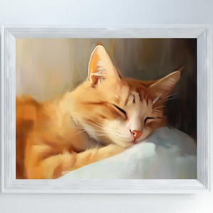 Orange Cat Sleeping Painting Digital Download Ginger Cat Decor Vintage Cat Wall Print Cat Print Wall Decor Tabby Cat Oil Painting Pet Lover