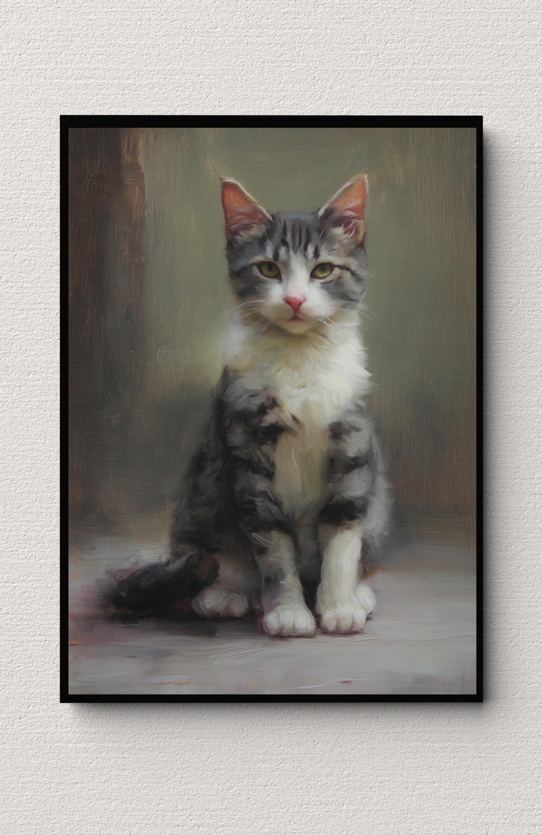 Tabby Cat Oil Painting Print, Vintage Portrait (digital Download) - Etsy