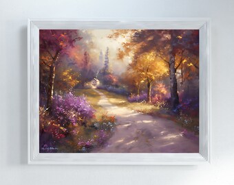 Garden Path Oil Painting: Landscape Art Print (Digital Download)