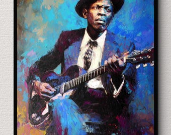 Blues Guitarist Robert Johnson Oil Painting Portrait Digital Download