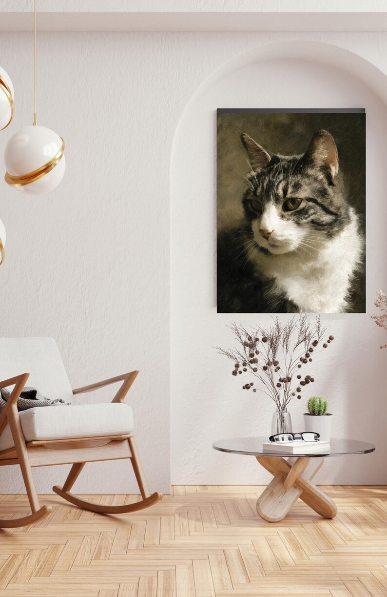 Grey Tabby Cat Portrait: Vintage Style Wall Art (digital Download) - Etsy