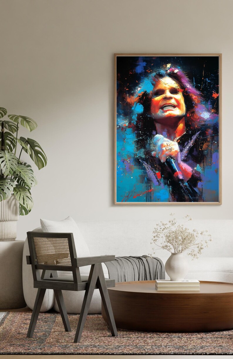 Ozzy Osbourne Inspired Portrait Painting Rock Legend Wall Art Heavy ...